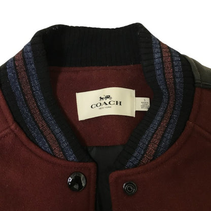 COACH コーチ スタジャン レディース ウール/レザー オーバーサイズ ブルゾン レッド Sサイズ 35104 アウター 秋 冬 中古 W1