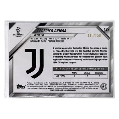 TOPPS サッカーカード CHROME FEDERICO CHIESA JUVENTUS /150 #195 中古 IT1