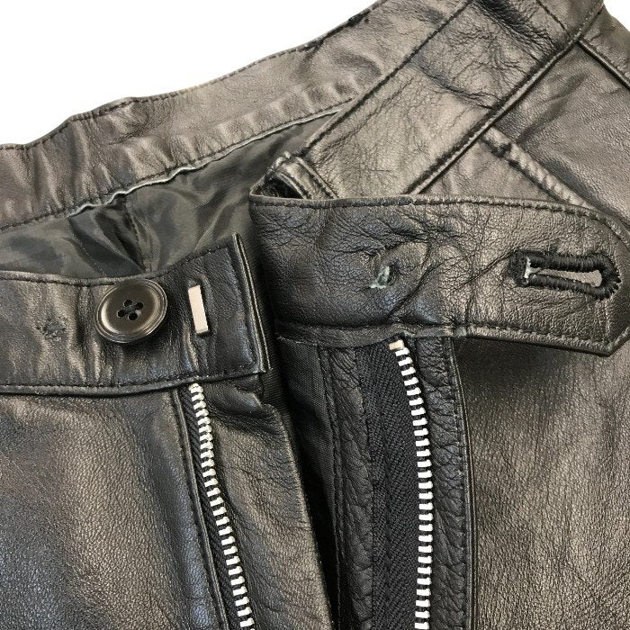 GAULTIER HOMME objet ゴルチェオム パンツ メンズ レザー ストレート 羊革 パンツ オンワード ブラック 73 BW-0310 本革 ボトムス ズボン 中古 KW1