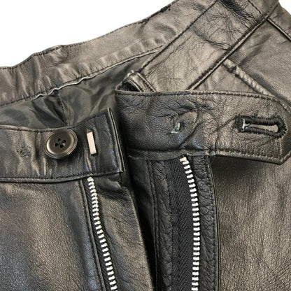 GAULTIER HOMME objet ゴルチェオム パンツ メンズ レザー ストレート 羊革 パンツ オンワード ブラック 73 BW-0310 本革 ボトムス ズボン 中古 KW1