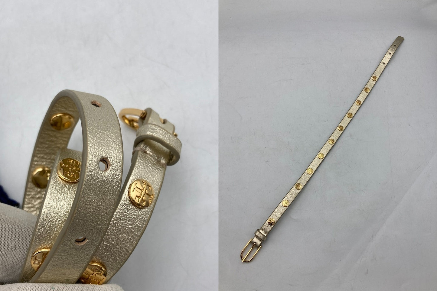 TORY BURCH トリーバーチ ダブルラップ ロゴ スタッズ ブレスレット 中古 D4