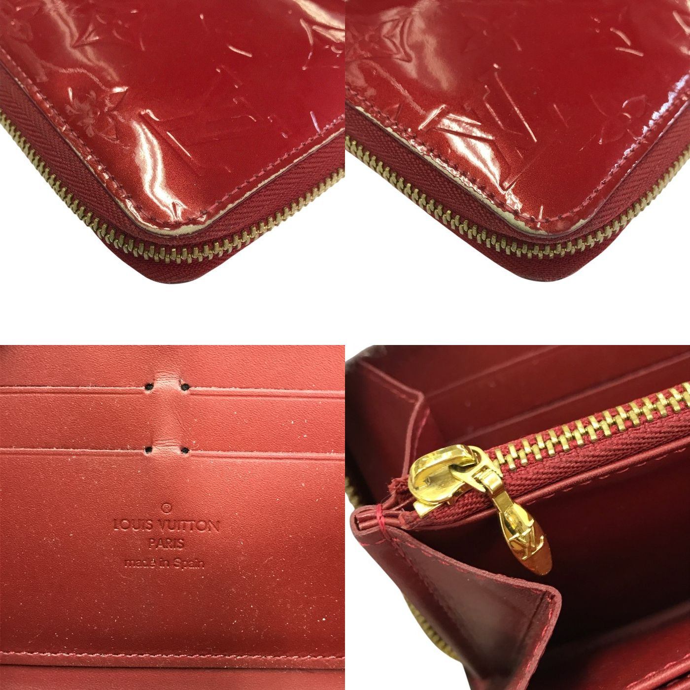 LOUIS VUITTON ルイヴィトン ヴェルニ ジッピーウォレット 長財布 レディース エナメル ラウンドファスナー ジップ 小銭入れ付き レッド M90200 中古 T1