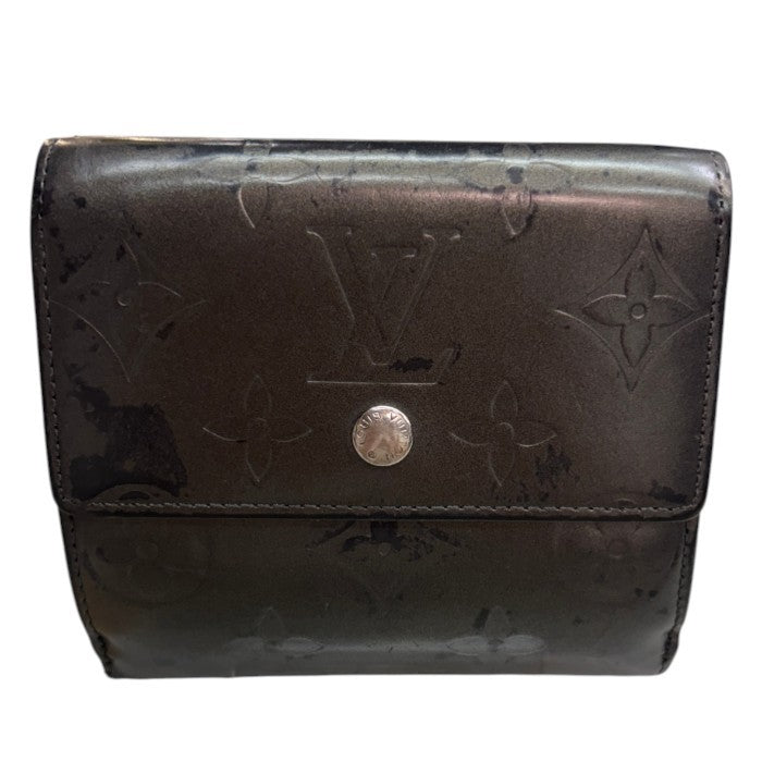 ルイヴィトン LOUIS VUITTON モノグラムマット ポルトモネビエカルトクレディ M65115 二つ折り 財布 コンパクト ミニ グレー メンズ レディース 中古 W４