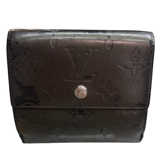 ルイヴィトン LOUIS VUITTON モノグラムマット ポルトモネビエカルトクレディ M65115 二つ折り 財布 コンパクト ミニ グレー メンズ レディース 中古 W４