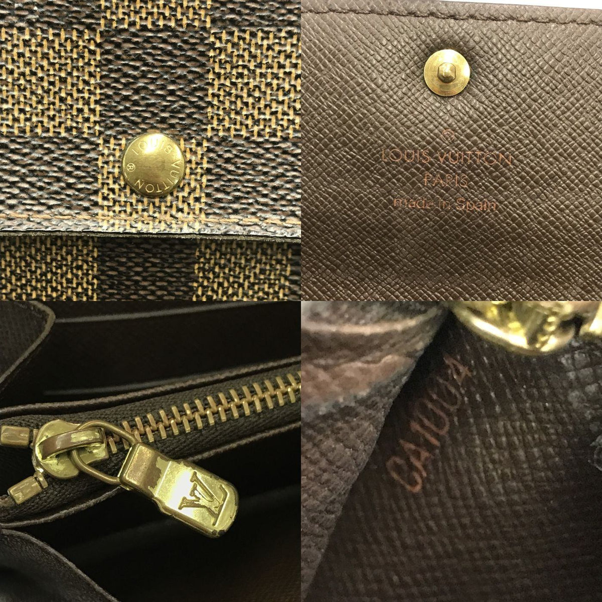 LOUIS VUITTON ルイヴィトン ダミエ ポシェット ポルト モネ クレディ 長財布 二つ折り カード6枚 ブラウン N61724 中古 T1