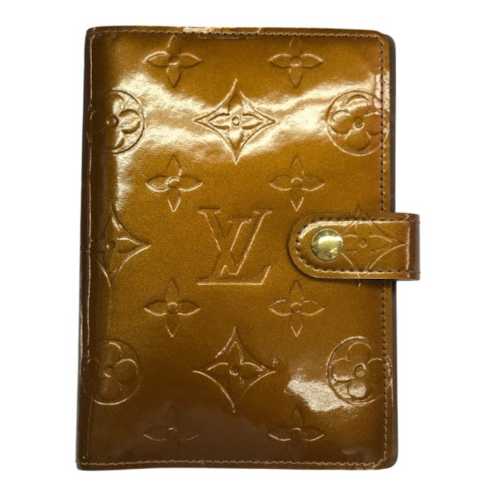 LOUIS VUITTON ルイヴィトン ヴェルニ アジェンダPM 手帳カバー ユニセックス エナメル システム手帳 ブラウン系 中古 T1