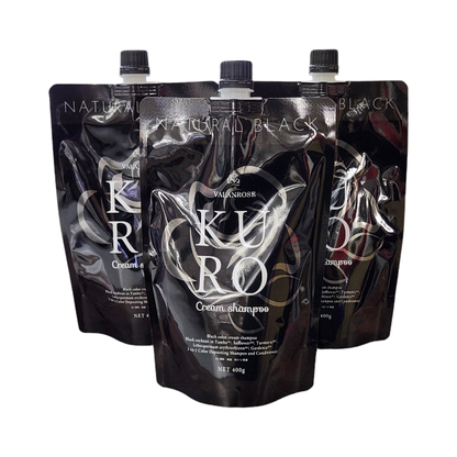 VALANROSE バランローズ KURO クリームシャンプー 400g ナチュラルブラック 白髪染め ヘアカラー トリートメント レディース/メンズ 3個セット 中古 T1