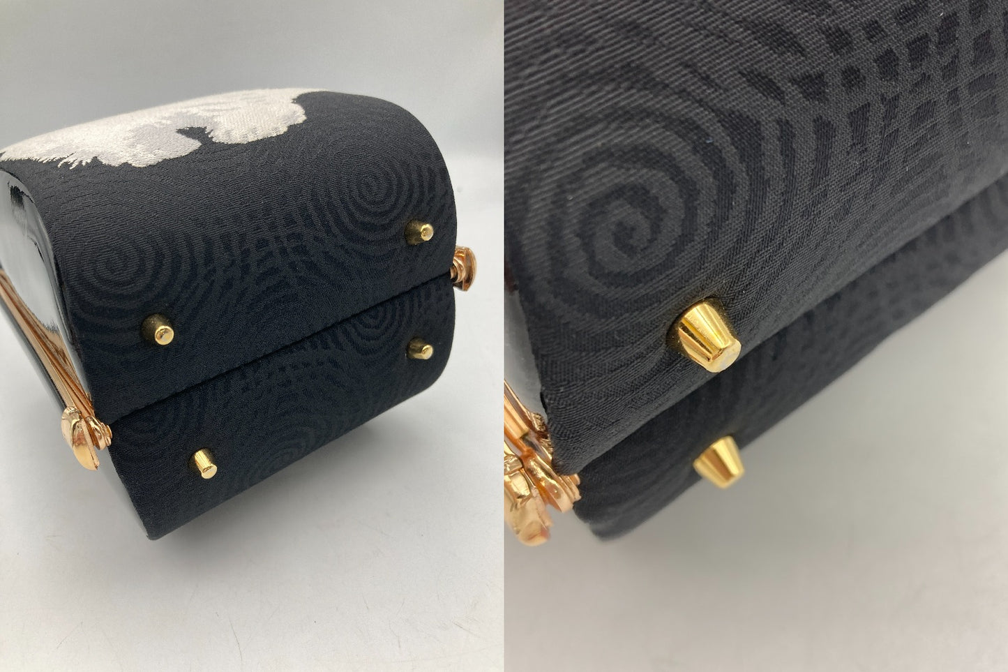 和装バッグ 着物バッグ エナメル 猫 中古 D4