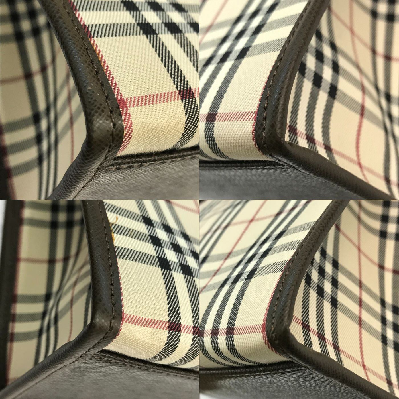 BURBERRY バーバリー ハンドバッグ レディース ノバチェック レザー ミニトート 西川製 ブラウン 中古 T1