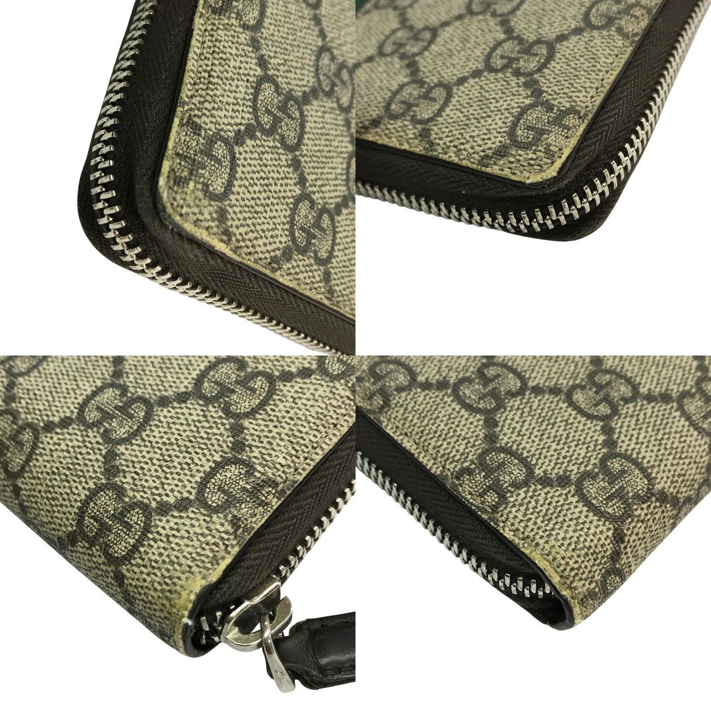 GUCCI グッチ GGスプリーム 長財布 ユニセックス ラウンドファスナー ジップ PVC 蜂 ビー 刺繍 シェリー ベージュ 408831 中古 T1