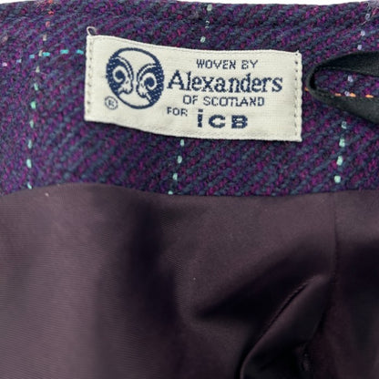 iCB アイシービー Alexanders ウール チェック スカート JPN11 タイト レディース パープル 秋 冬 中古 W４