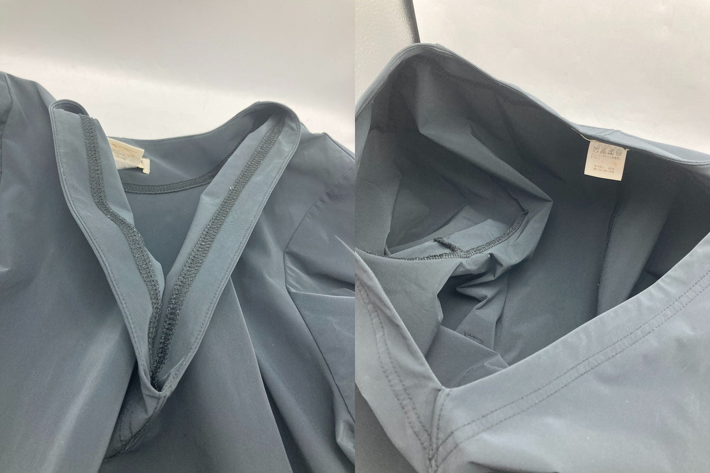 ISSEY MIYAKE イッセイミヤケ ナイロン Vネック ワンピース 長袖 IM14FH004 サイズ3 中古 D4