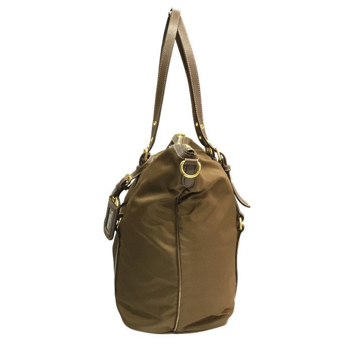 PRADA プラダ ショルダーバッグ レディース 2way ナイロン トート 三角プレート カーキ/ブラウン BR4253 中古 T1