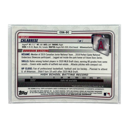 TOPPS MLBカード BOWMAN CHROME 1ST DAVID CALABRESE ANGELS /150 #CDA-DC 中古 IT1