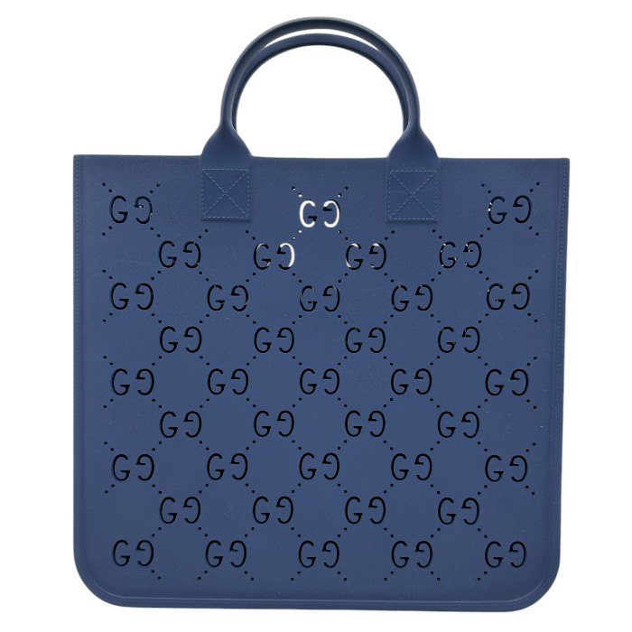 GUCCI グッチ チルドレンズ トートバッグ ラバー ネイビー 鞄 ブランド 総柄 手提げ 中古 W４