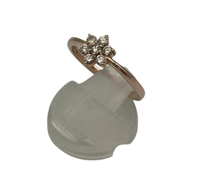 K18PG ダイヤ0.29ct フラワーモチーフ リング 13号 中古 D4