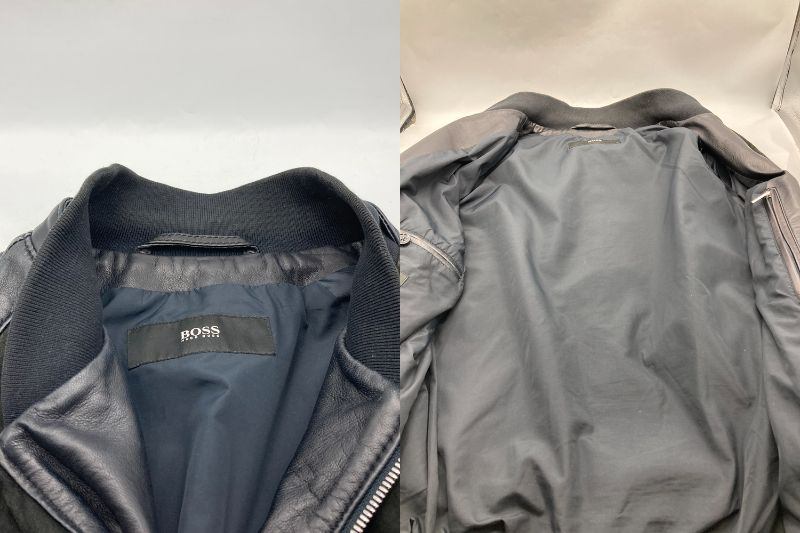 HUGO BOSS ヒューゴボス ラムレザー/スエード ブルゾン レザージャケット サイズ48 中古 D4