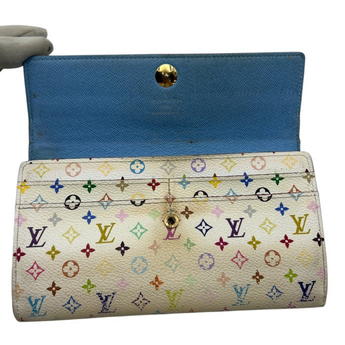 LOUIS VUITTON ルイヴィトン モノグラム・マルチカラー ポルトフォイユ・サラ 二つ折り長財布 ブロンxレザン M93742 レディース メンズ ブランド カードポケット 小銭入れ 廃盤 中古 W４