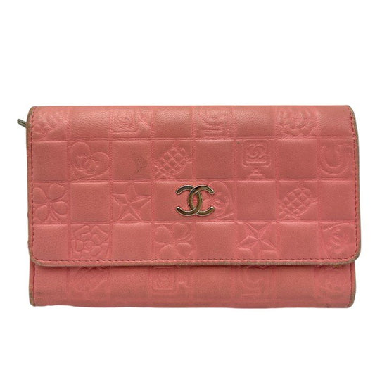 CHANEL シャネル アイコンライン 財布 ピンク レザー 本革 レディース かわいい ブランド 中古 W４