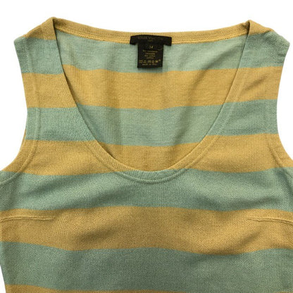 LOUIS VUITTON ルイヴィトン タンクトップ レディース カシミヤ/コットン 綿 ボーダー ニット グリーン/オレンジ Mサイズ 中古 T1