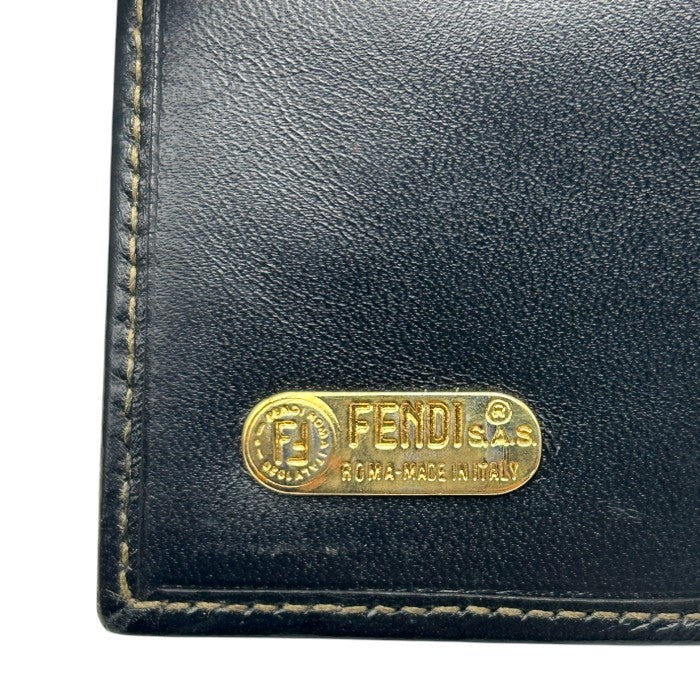 FENDI フェンディ ぺカン 三つ折り 財布 ガマ口 レディース コンパクト レザー 中古 W４