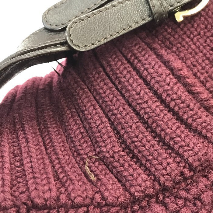 Salvatore Ferragamo サルヴァトーレ フェラガモ ポンチョ レディース ニット ロング カーディガン ベルト ボルドー Lサイズ 中古 T1