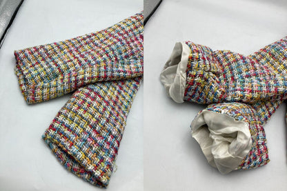 agnes b アニエスべー ノーカラー ツイードジャケット サイズ2 フランス製 中古 D4