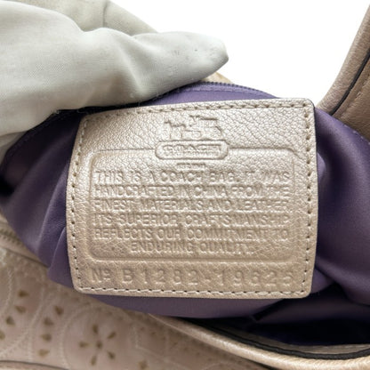 COACH コーチ マディソン マギー パンチングレザー トートバッグ 19625 本革 鞄 ブランド レディース パールベージュ 中古 W４