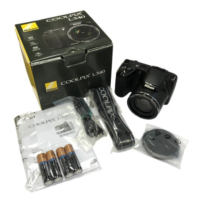 Nikon ニコン COOLPIX コンパクトデジタルカメラ 本体 ブラック 光学28倍ズーム 乾電池使用 L340 中古 T1