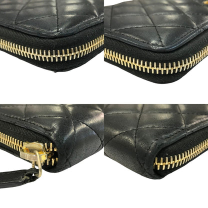 CHANEL シャネル マトラッセ 長財布 レディース ラウンドジップ ファスナー ココマーク キルティング ダイヤモンドステッチ ブラック 中古 T1