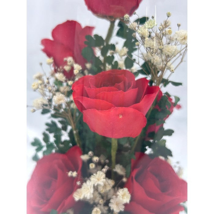 Reine De Fleur レンデフロール ボトルフラワー H-S 薔薇 カスミソウ バラ かすみ草 ドライフラワー 日本製 インテリア 置物 中古 W４