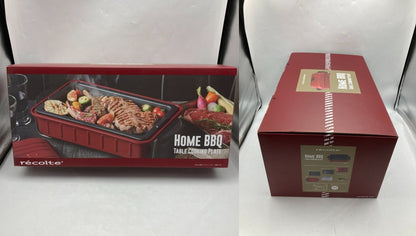 recolte HOME BBQ  レコルト ホームバーベキュー レッド RBQ-1(R) たこ焼きプレート、セラミックスチーム深鍋付き 中古 D4