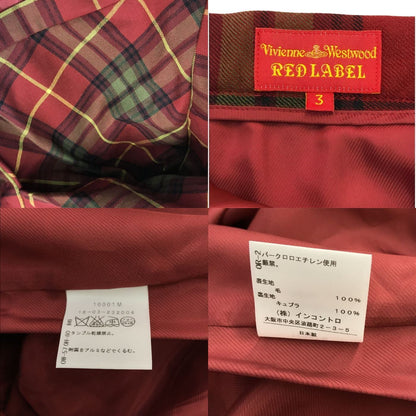 Vivienne Westwood RED LABEL ヴィヴィアンウエストウッド レッドレーベル ジャケット/ミニスカート 上下2点セット レディース ウール セットアップ チェック ラブ 変形 レッド 3サイズ 中古 T1