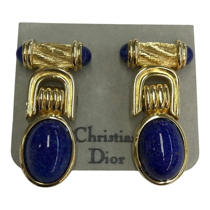 Christian Dior クリスチャンディオール ラピスラズリ イヤリング レディース ペア セット ヴィンテージ クリップ式 ゴールド 中古 T1