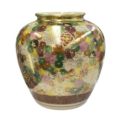 九谷焼 孝月 金彩花詰 花瓶 花器 花入 壺 中古 T1