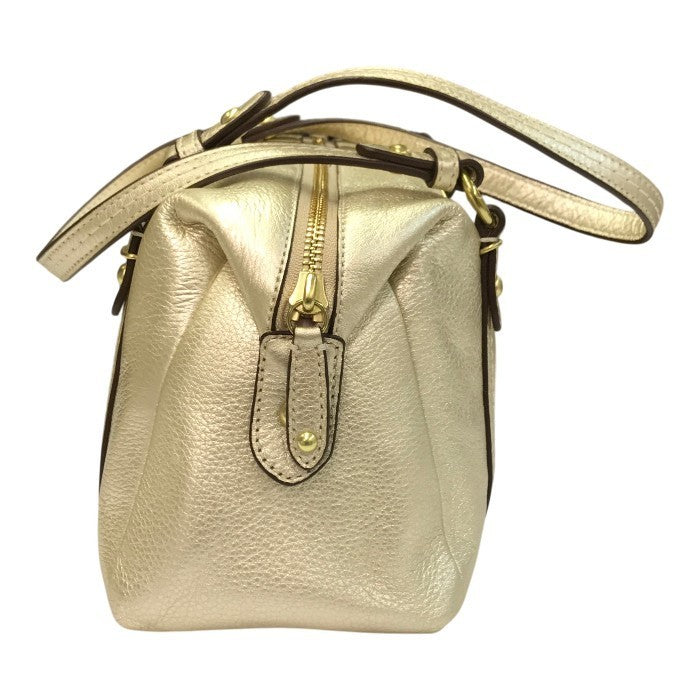 COACH コーチ ミニボストンバッグ レディース レザー ハンドバッグ オプアート メタリックゴールド 45524 中古 T1