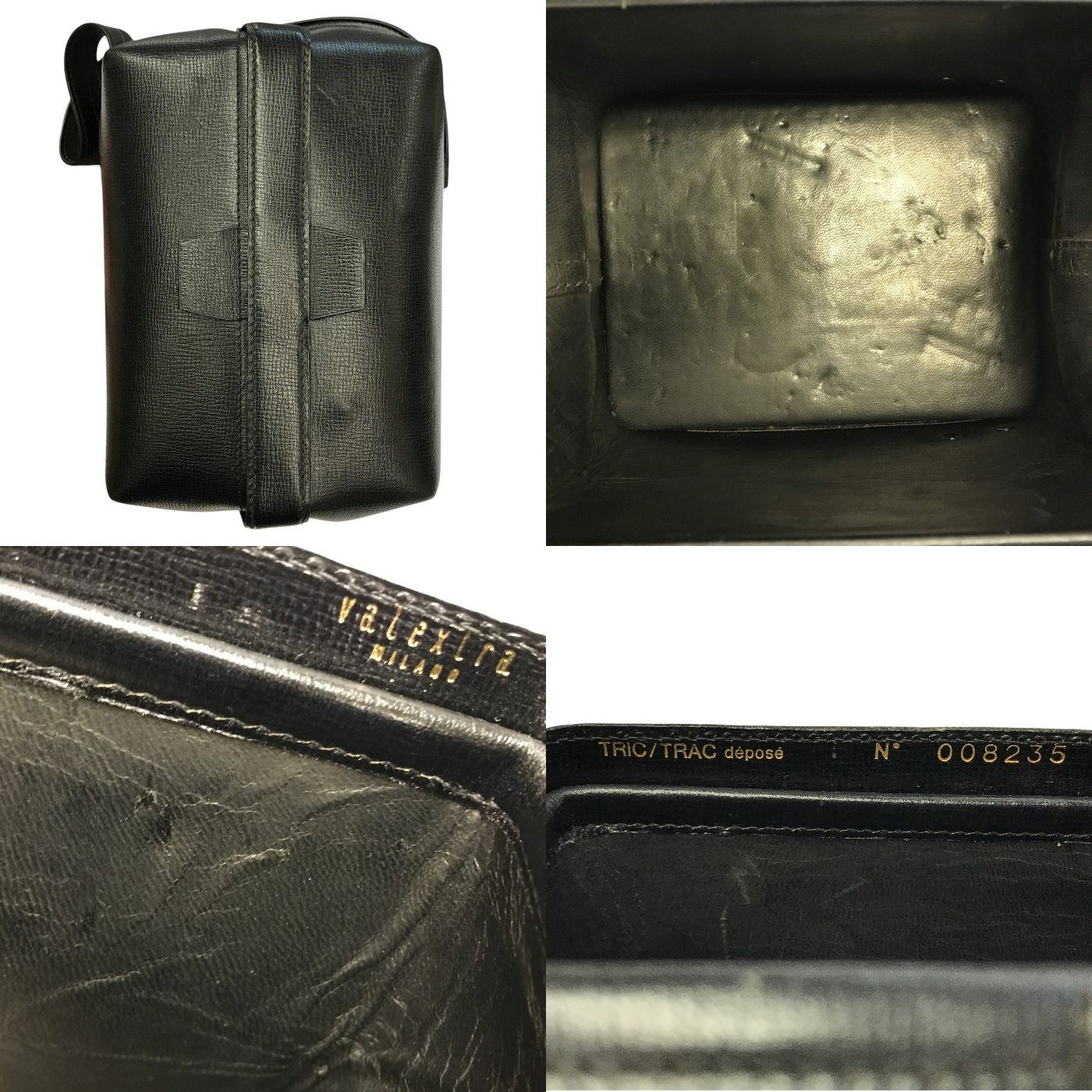 Valextra ヴァレクストラ トリックトラック バニティバッグ レディース レザー ハンドバッグ ポーチ ブラック 中古 T1