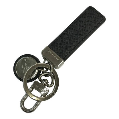LOUIS VUITTON ルイヴィトン タイガ ポルトクレネオ キーホルダー ユニセックス レザー キーリング チャーム シルバー金具 ブラック M67242 中古 T1