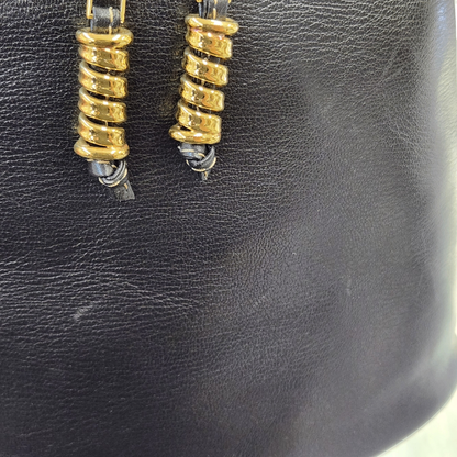 LOEWE ロエベ ベラスケス ハンドバッグ レディース レザー バニティ 化粧ポーチ ツイスト金具 ブラック/ブラウン 中古 T1