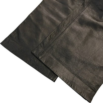 GAULTIER HOMME objet ゴルチェオム パンツ メンズ レザー ストレート 羊革 パンツ オンワード ブラック 73 BW-0310 本革 ボトムス ズボン 中古 KW1