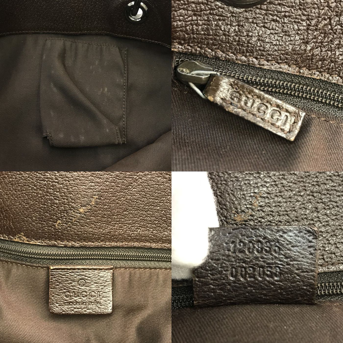 GUCCI グッチ GGキャンバス トートバッグ レディース キャンバス/レザー カジュアル 通勤 A4収納 カーキ/ブラウン 120836 中古 T1