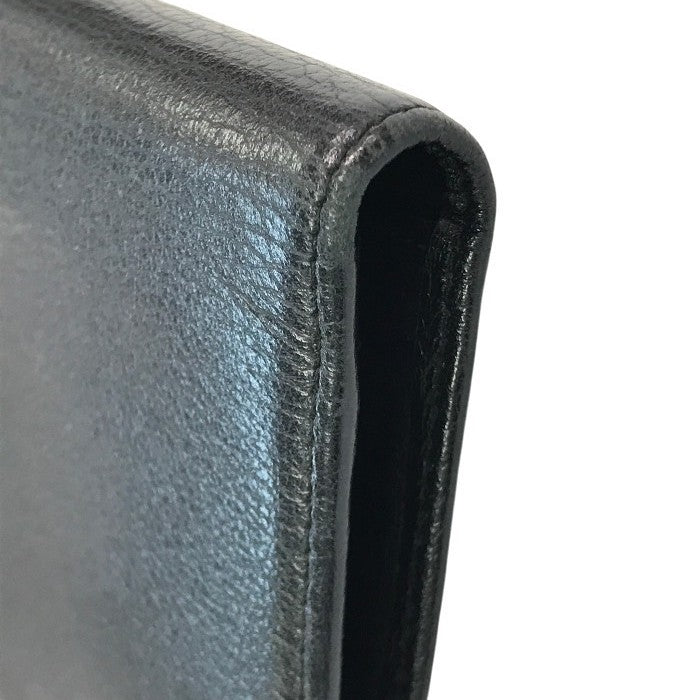 CHANEL シャネル 長財布 レディース 2つ折り レザー カメリア ココマーク シルバー金具 ブラック 中古 T1