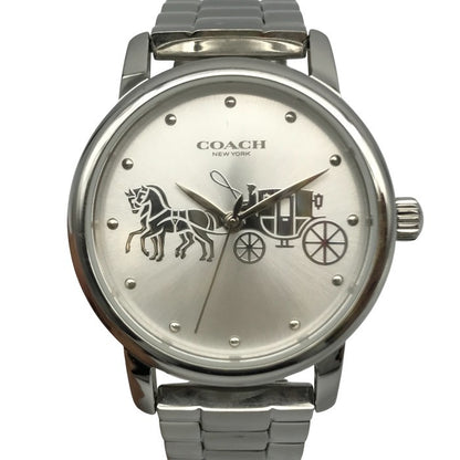 COACH コーチ 腕時計 レディース クォーツ アナログ SS ステンレススチール ラウンド 馬車 シンプル 113.7.14.1528 中古 T1