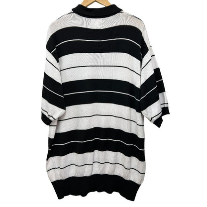 FB COUNTRY エフビー カウンティ 半袖 ニット ポロシャツ 3XL メンズ ボーダー ブラック ホワイト 大きめ 中古 W４