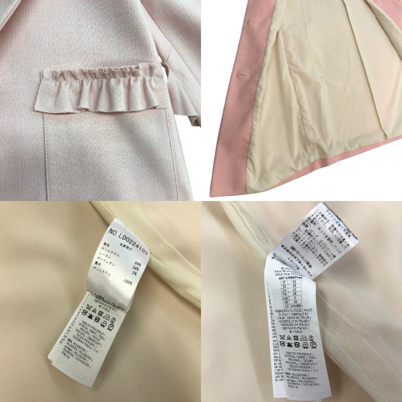 blugirl ブルーガール スプリングコート レディース フリル ビジュー ミドル丈 ピンク 42サイズ LD0224103 中古 T1