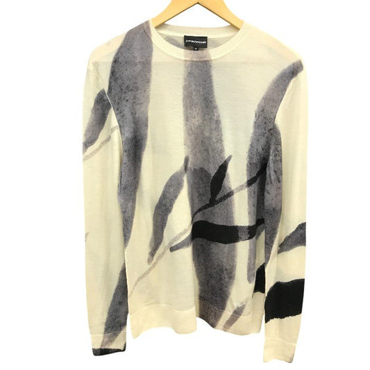 EMPORIO ARMAN エンポリオアルマーニ ニットトップス メンズ 秋冬 綿100％ アイボリー/グレー Mサイズ 3D1MV7 1M07Z 中古 M1