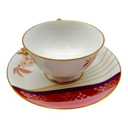 大倉陶園 源氏の花 山桜 若紫 カップ＆ソーサー 洋食器 おしゃれ 希少 紅茶 ティー 中古 W1