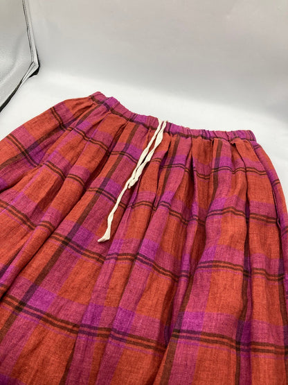 nofl ノフル チェック柄 リネン スカート サイズM～L 中古 D4