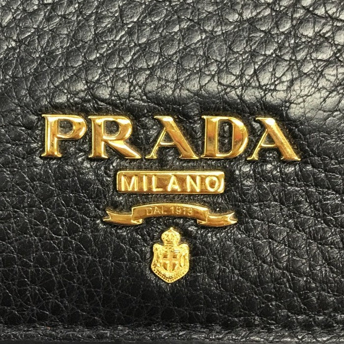 PRADA プラダ 財布 レディース 2つ折り レザー コンパクト 小銭入れあり ゴールド金具 ブラック/レッド 中古 T1