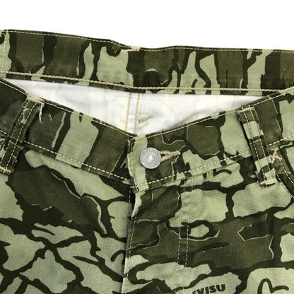 EVISU エヴィス ショートパンツ メンズ コットン ハーフパンツ 短パン カモメ カモフラ 迷彩 カーキグリーン 36サイズ 2001 中古 T1